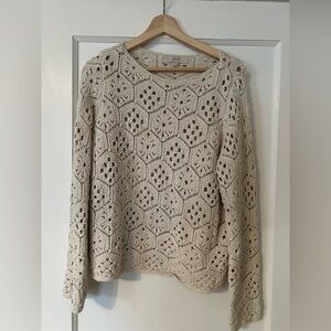 LOFT Beige Crochet Sweater